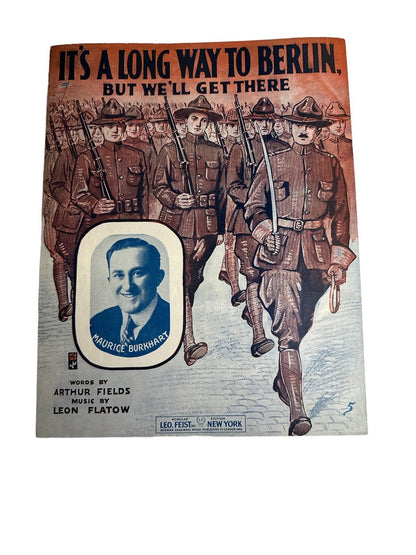 Antique 1917 Sheet Music Large Size It’s A Long Way From Berlin Ragtime Music