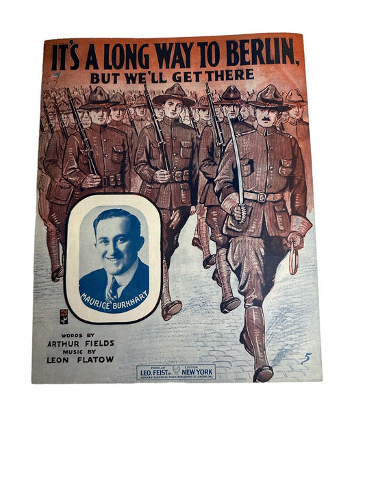 Antique 1917 Sheet Music Large Size It’s A Long Way From Berlin Ragtime Music
