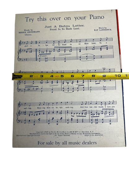 When The Sun Goes Down In France Antique 1918 Sheet Music Large Size