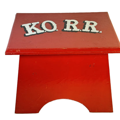 Vtg Handmade Child Kid Wood Step Stool  1960's Wooden Red Sturdy large 12" x 16"