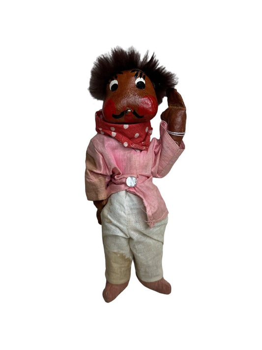 Vintage Folk Art Handmade Souvenir MEXICO Doll~Painted Oil Cloth Stains Included