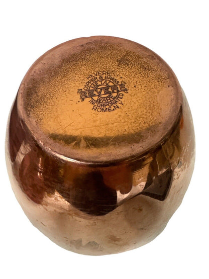 Vintage REVERE WARE Copper Vase w/ 2 Brass Handles Rome NY 8” Tall 6” Wide