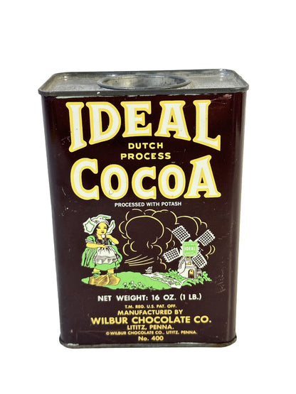 Vintage IDEAL COCOA Dutch Metal Tin Can Chocolate Kitchen Decor Empty