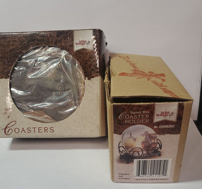 Wild Wings "loyal Companion" Brown Lab Coaster set of 4 with coaster holder New