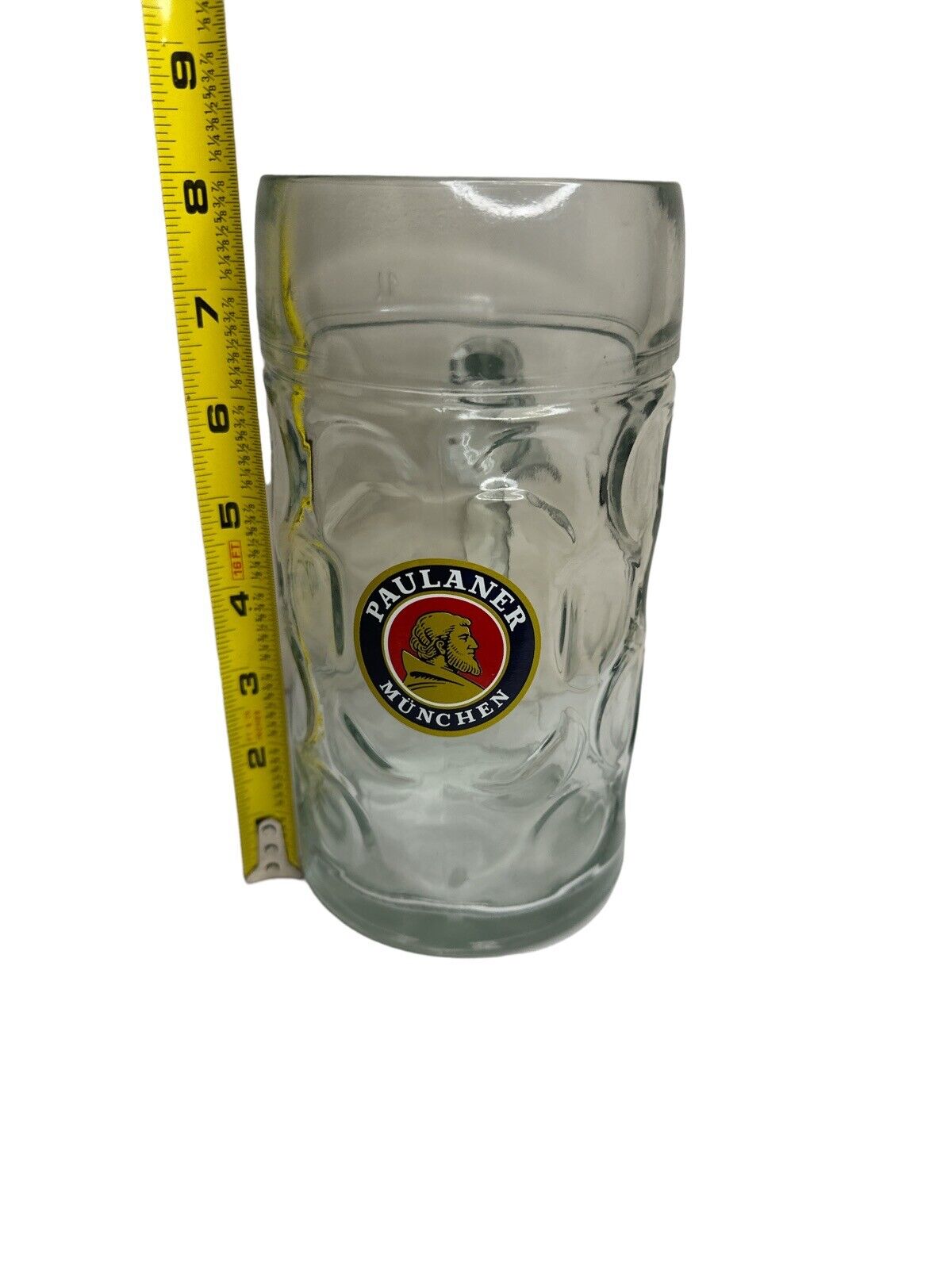 Paulaner Munchen German Beer Stein Dimple Glass Large 1 Liter Mug Nice Condition