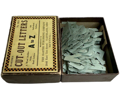 Harter Publishing Company Cardboard Box Of Cut Out Letters 1930’s Advertising