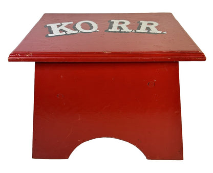 Vtg Handmade Child Kid Wood Step Stool  1960's Wooden Red Sturdy large 12" x 16"