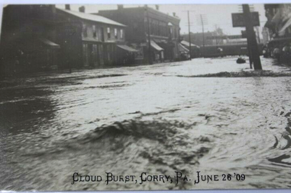Antique RPPC Photo 1909 unposted but writing on the back Cloud burst Corry PA