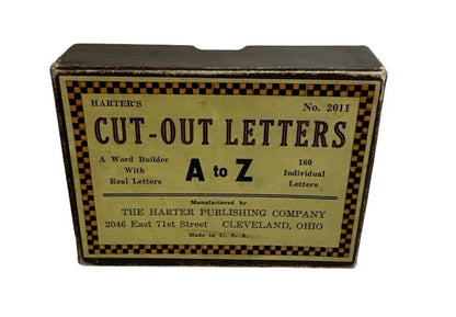 Harter Publishing Company Cardboard Box Of Cut Out Letters 1930’s Advertising