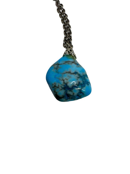 Southwest Large Turquoise Nugget on Chain Necklace Kingman Arizona Navajo