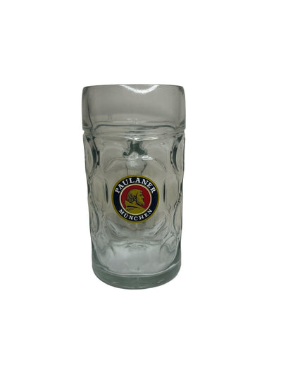 Paulaner Munchen German Beer Stein Dimple Glass Large 1 Liter Mug Nice Condition