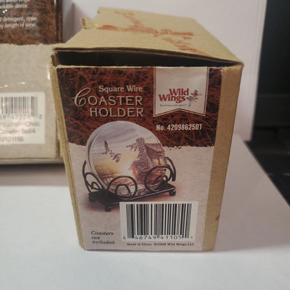 Wild Wings "loyal Companion" Brown Lab Coaster set of 4 with coaster holder New