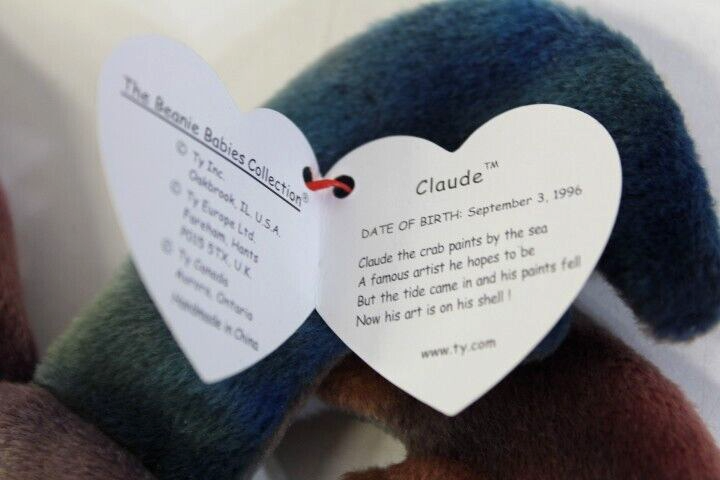 Ty Beanie Babies Claude the Crab w/ Tag Errors in collectors condition