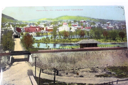 Antique Photo-Lithograph Postcard Towanda PA early 1912 posted East Town View