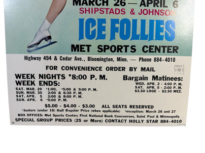 Vtg Peggy Fleming & The Ice Follies At The Met Center MN Window Poster Original