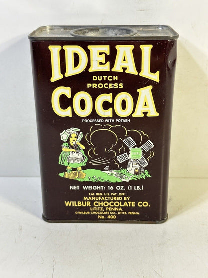 Vintage IDEAL COCOA Dutch Metal Tin Can Chocolate Kitchen Decor Empty