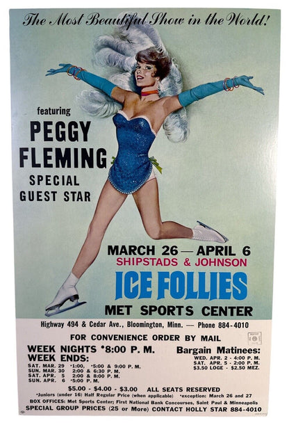 Vtg Peggy Fleming & The Ice Follies At The Met Center MN Window Poster Original