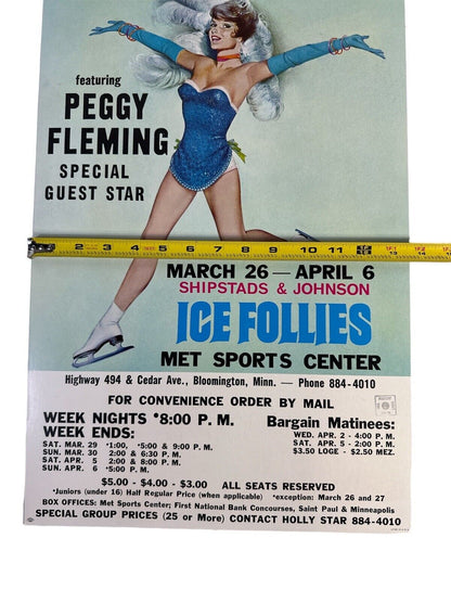 Vtg Peggy Fleming & The Ice Follies At The Met Center MN Window Poster Original