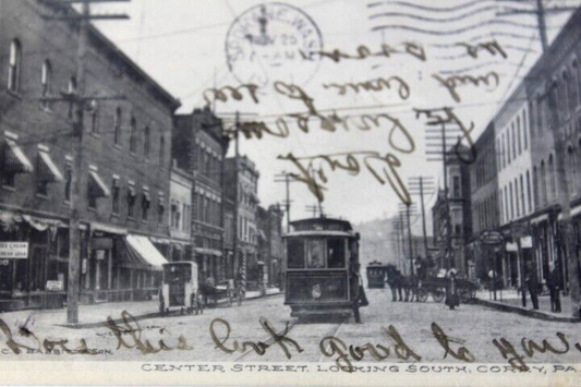Antique RPPC 1907 posted Real Photo Post Card Center Street Corry Pa.