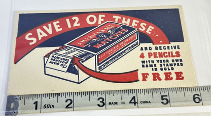 Vtg 1930s American Ace Matches Advertising Blotter West Virginia Match Corp