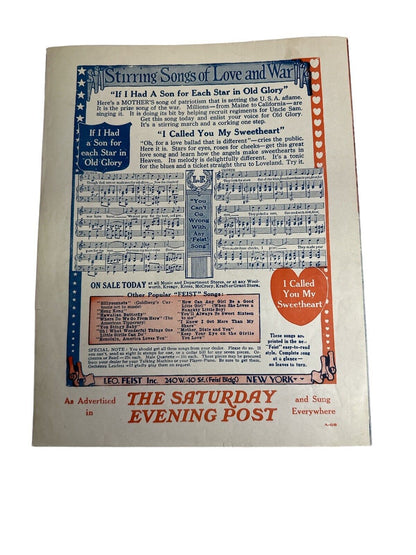 Antique 1917 Sheet Music Large Size It’s A Long Way From Berlin Ragtime Music