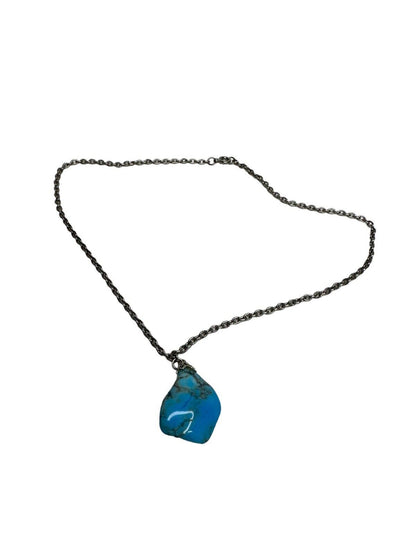 Southwest Large Turquoise Nugget on Chain Necklace Kingman Arizona Navajo