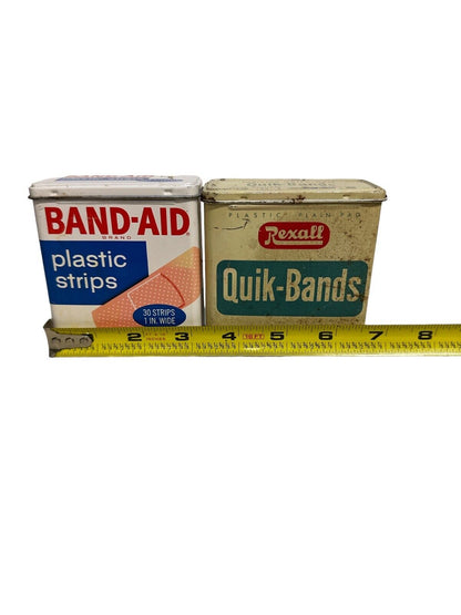 (4) Vintage BAND-AID & Rexall Bandages  Tin Paper Lot 1940’s-80s WWII Dressing
