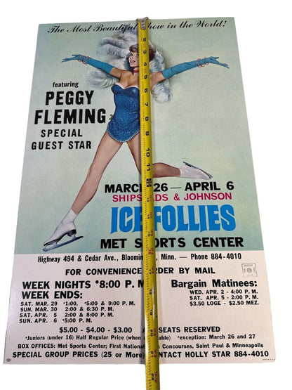 Vtg Peggy Fleming & The Ice Follies At The Met Center MN Window Poster Original