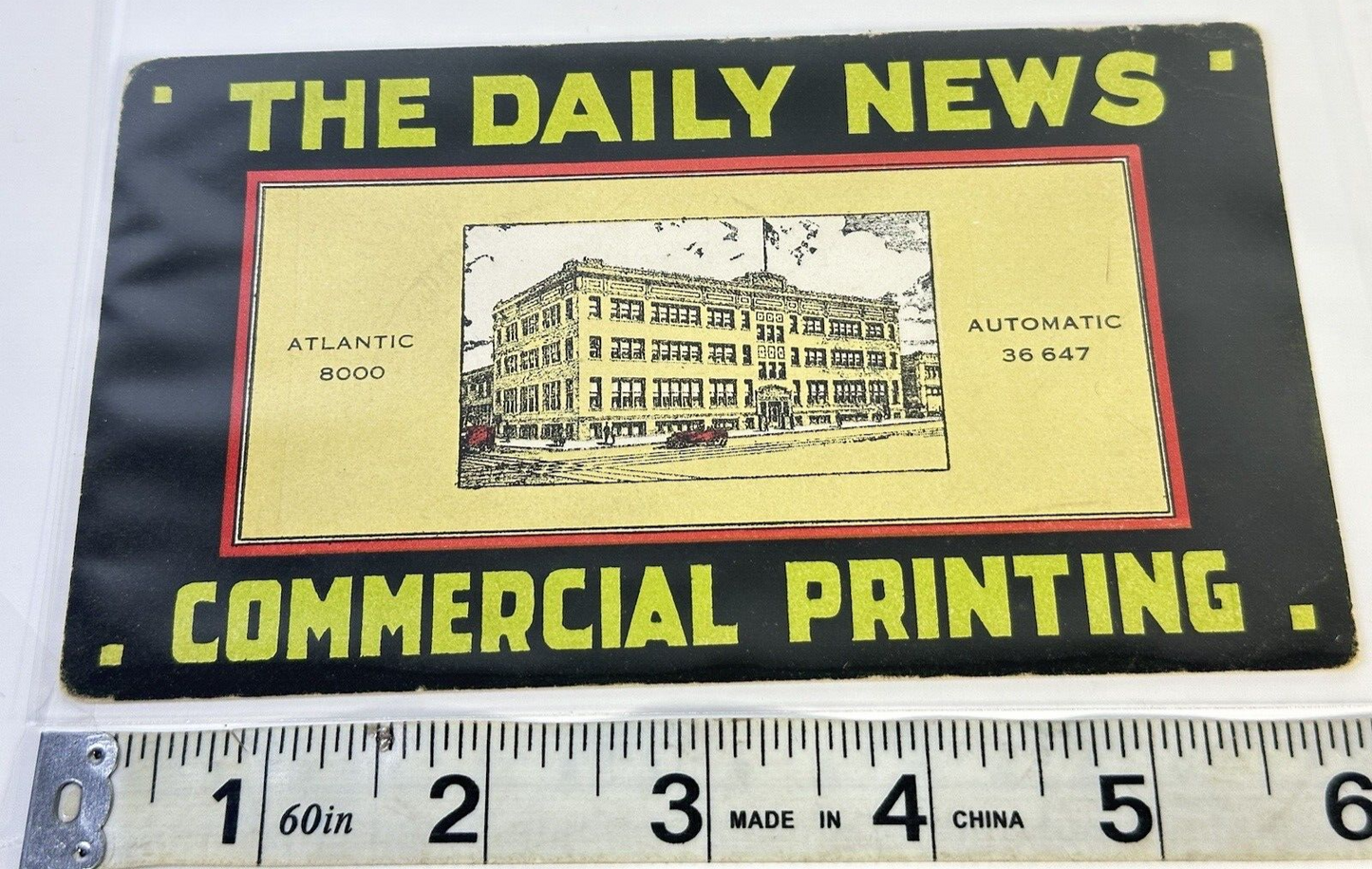 antique 1900s The Daily News Commercial Printing Advertising handout card