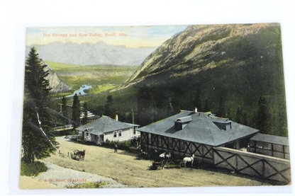 Antique Photo-Lithograph Postcard 1912 Hot Springs and Bow Valley Baniff Alta