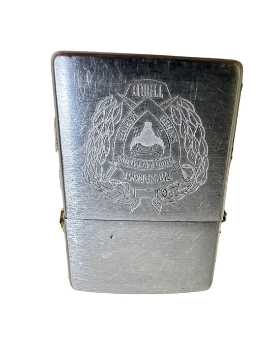 Vintage 1960's Zippo Lighter Thundering Third Battalion fourth Marines engraved