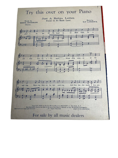 When The Sun Goes Down In France Antique 1918 Sheet Music Large Size