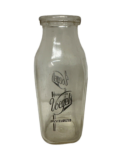 Lot Of 5 Vtg Voegels Milk Bottles Spoon And Coupon Book Voegels Dairy Minnesota