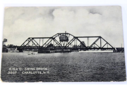 Antique RPPC Real Photo Post Card from 1910's R.W.&O. Wing Bridge Charlotte, NY