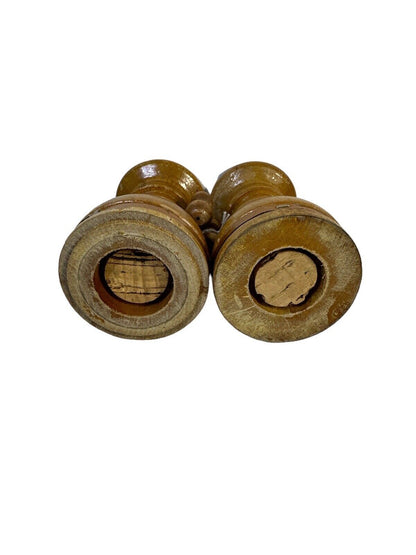 Vintage Wood Robot Salt and Pepper Shakers Made in Japan Mid Century Cork Bottom