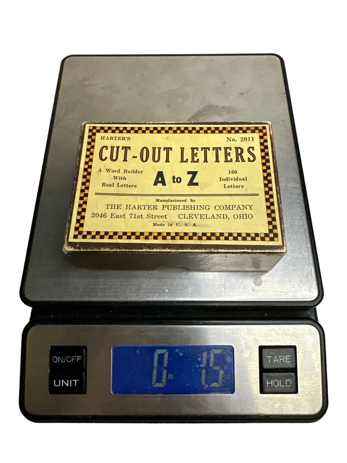 Harter Publishing Company Cardboard Box Of Cut Out Letters 1930’s Advertising