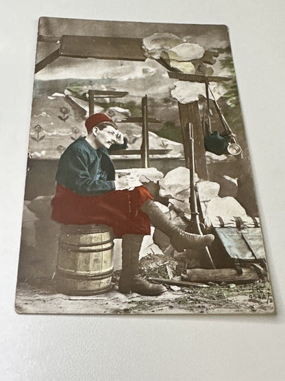 Antique RPPC Real Photo Very Early Post Card 1890s Hunter Deep In Thought