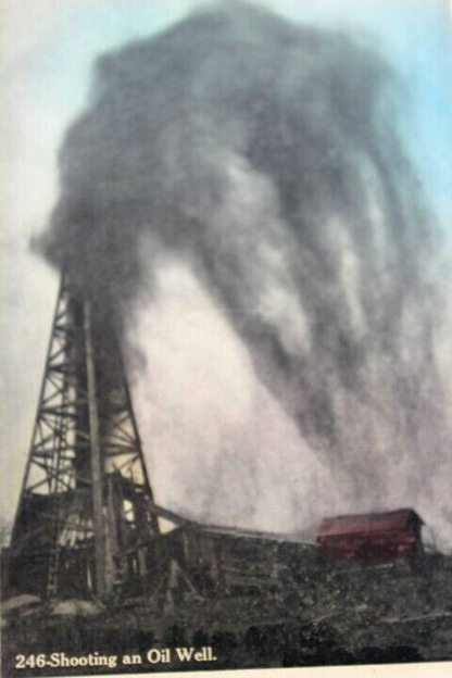 Antique Post card 1905 unposted Shooting Oil Well RARE