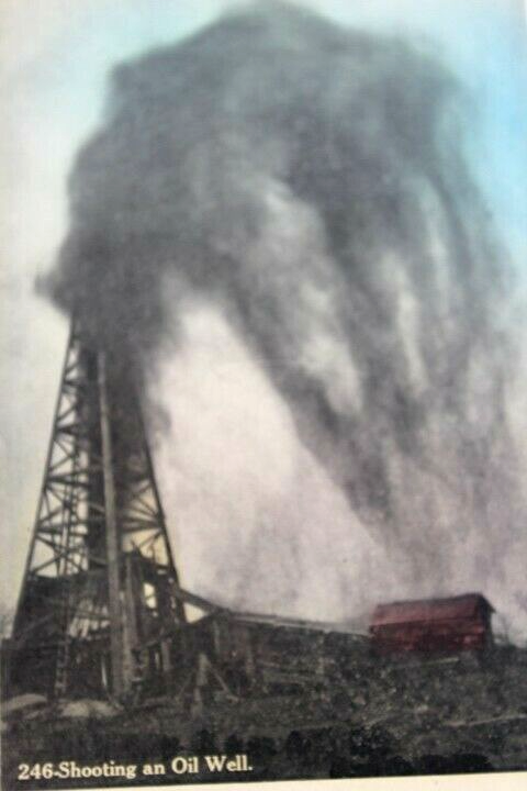 Antique Post card 1905 unposted Shooting Oil Well RARE